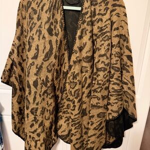 Apt. 9 Tan and Black Animal Print Poncho